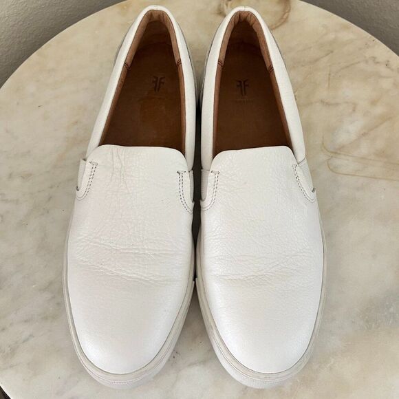 Frye Ivy Slip On Leather Sneakers Size 8 Women's White Shoes - Picture 3 of 9